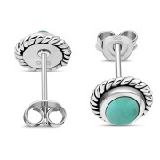 Oval Turquoise Stud Silver Earrings, e335